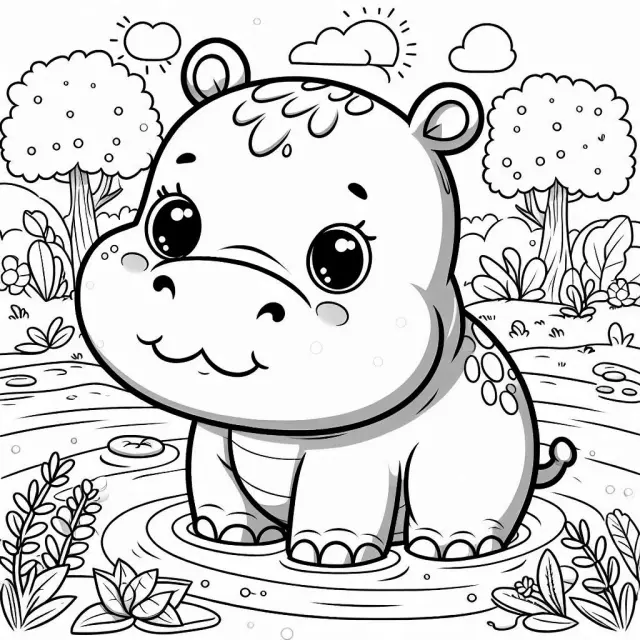 Pygmy Hippo Coloring Pages