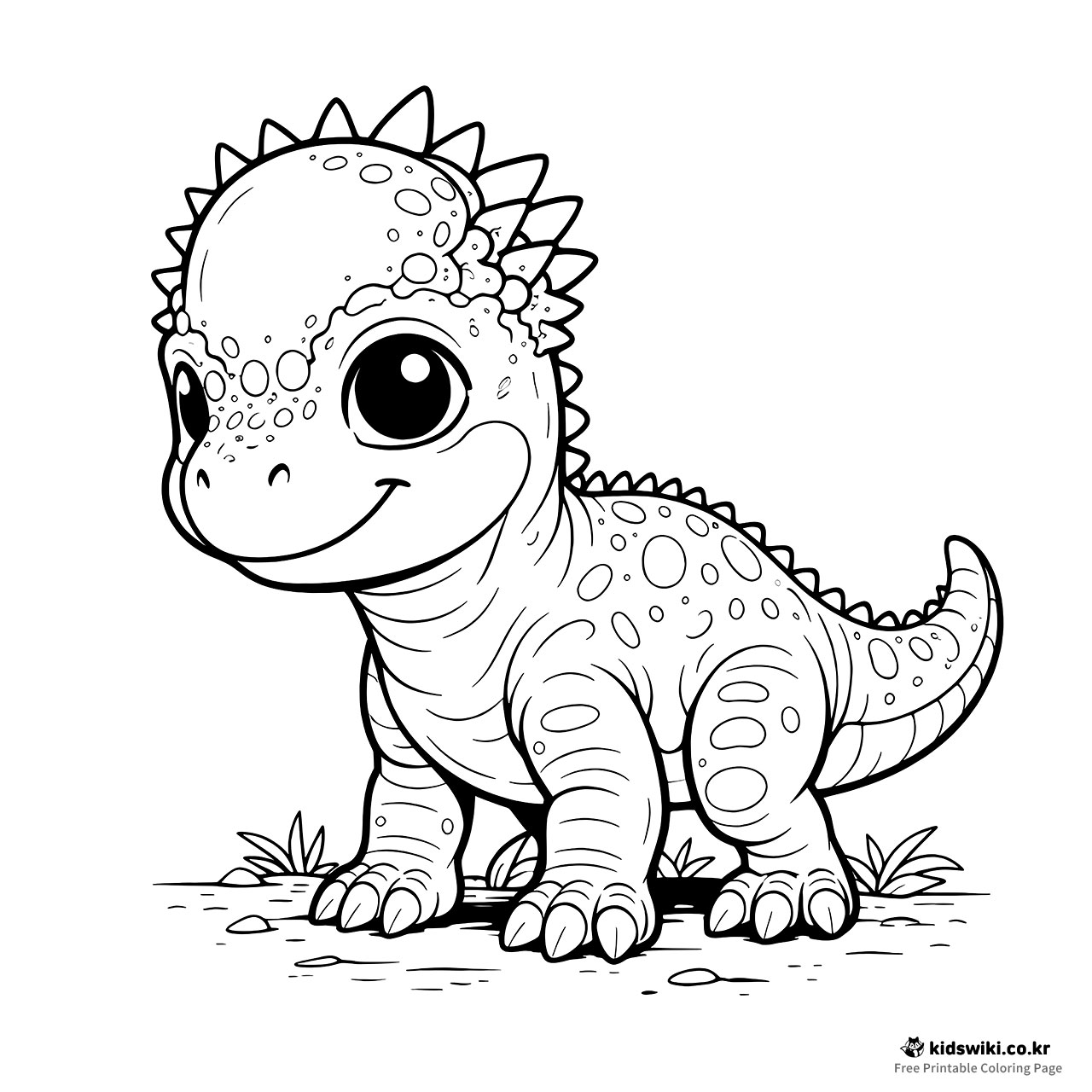 Cute Baby Pachycephalosaurus Dinosaur Coloring Page - KidsWiki
