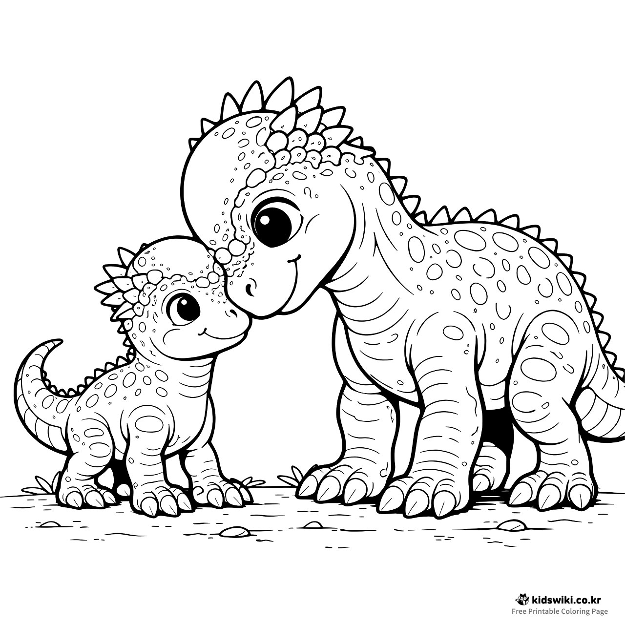 Cute Baby Pachycephalosaurus Dinosaur Coloring Page - KidsWiki