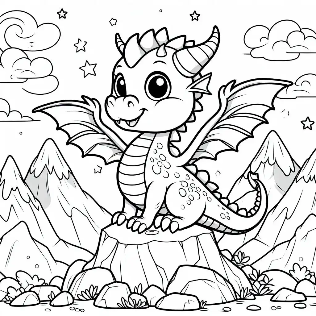 A cool dragon sitting on a rock