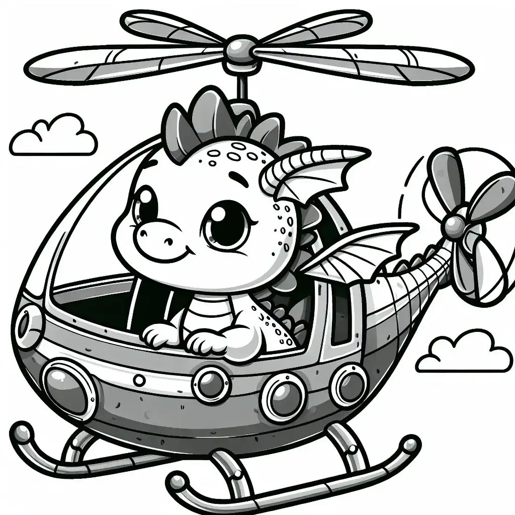 Dragon flying a helicopter