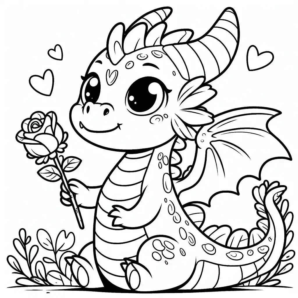 Pretty dragon who loves flowers