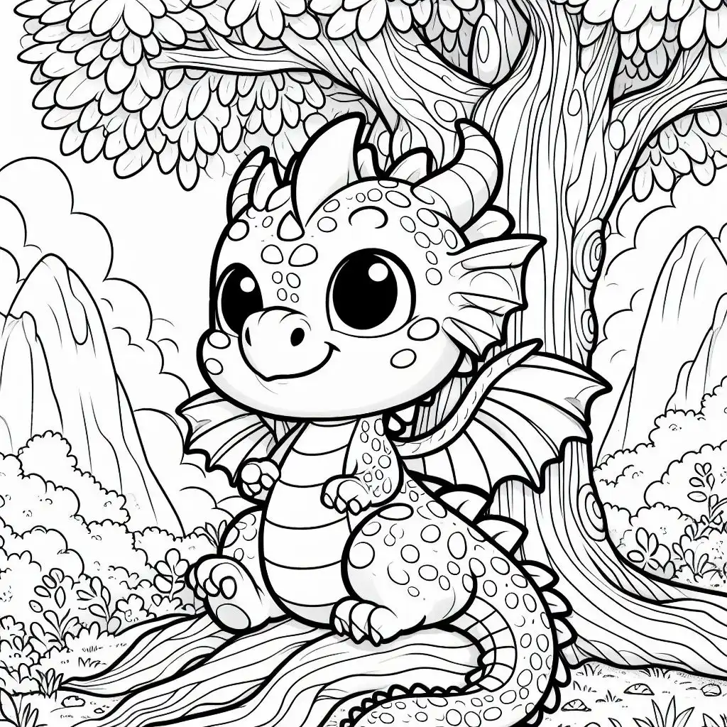 Dragon resting under a tree