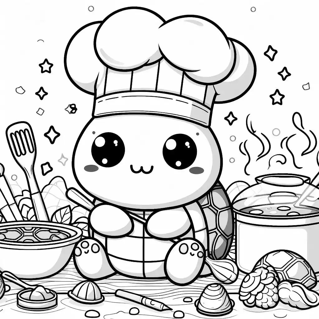 Adorable Little Chef Turtle