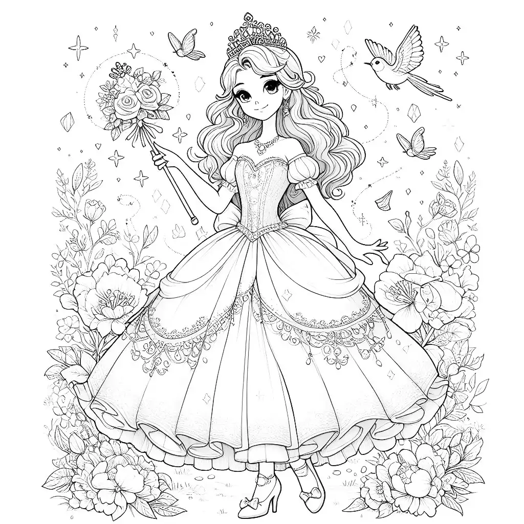 Pretty Princess Coloring Pages 11