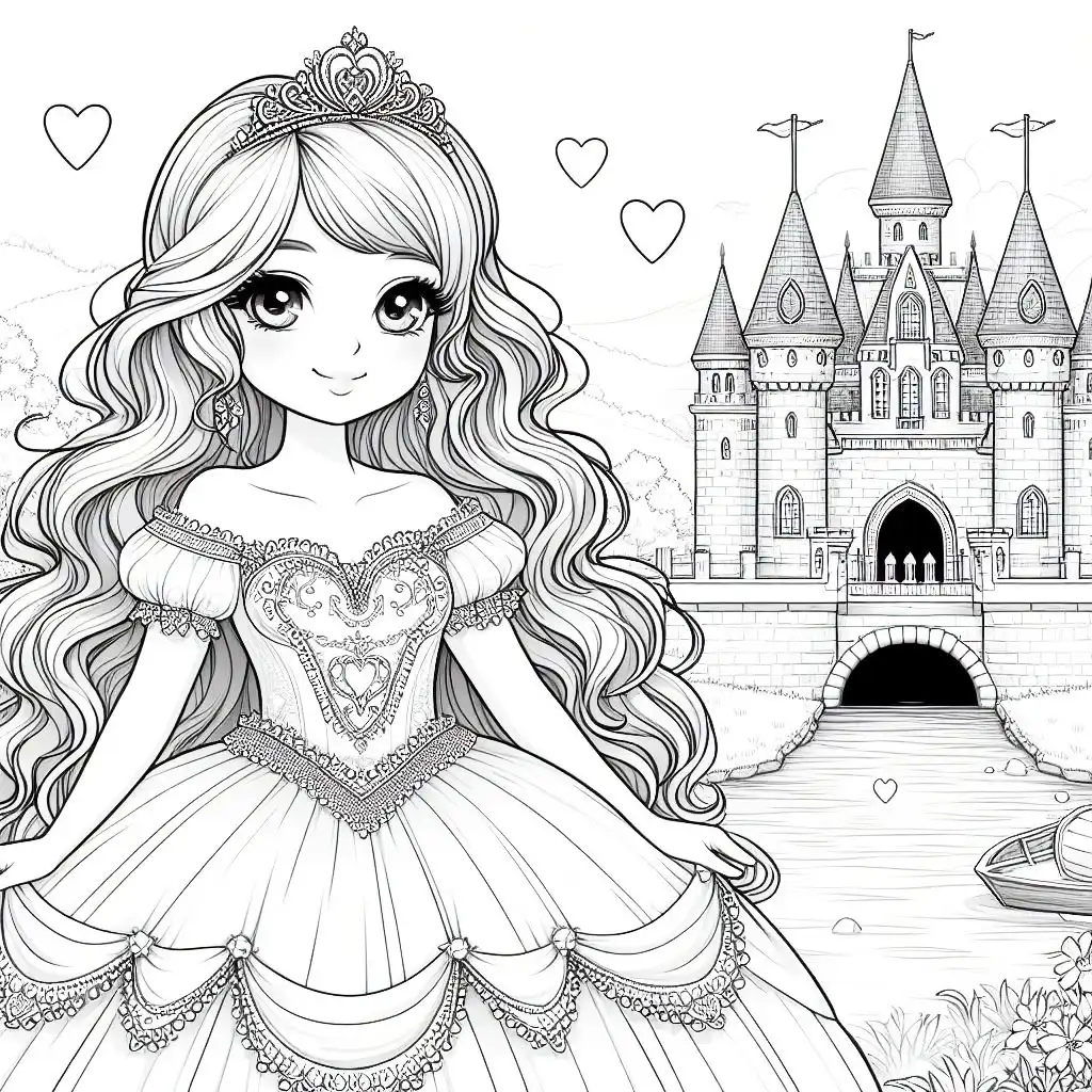 Pretty Princess Coloring Pages 12