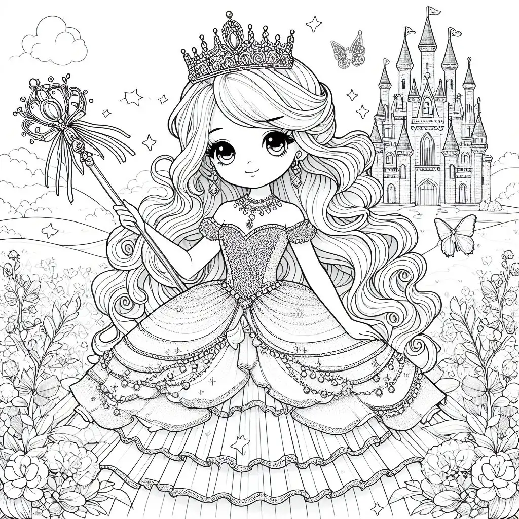 Pretty Princess Coloring Pages 14