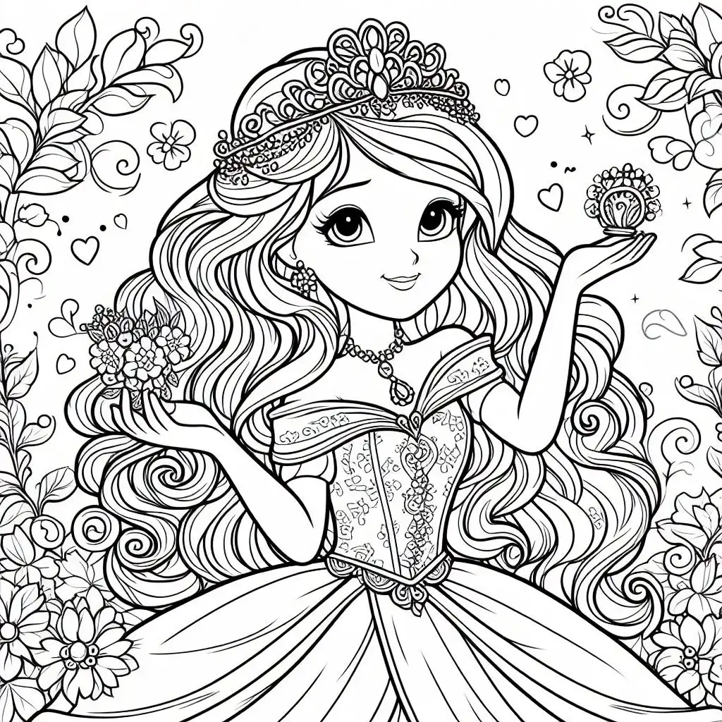 Pretty Princess Coloring Pages 17
