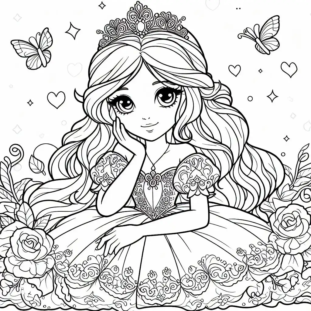 Pretty Princess Coloring Pages 18