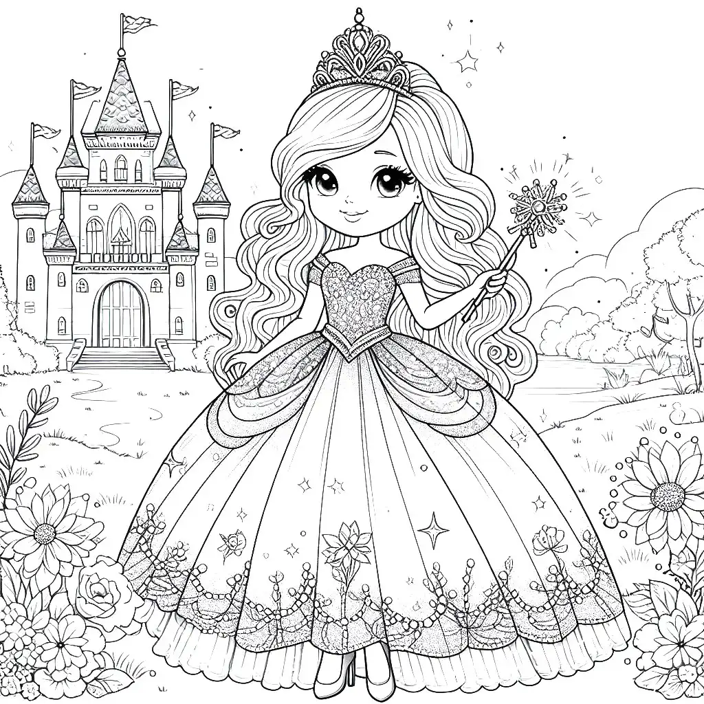 Pretty Princess Coloring Pages 7